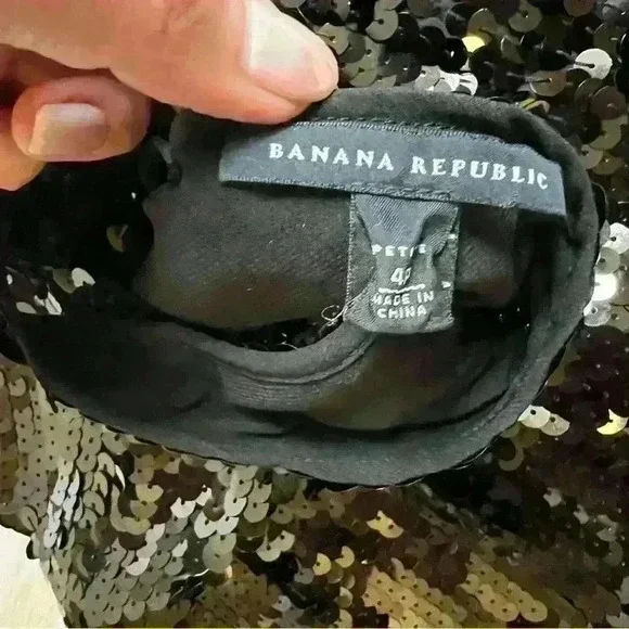 Banana Republic Black Sequin Formal Mini Dress 4 Petite - Picture 9 of 10